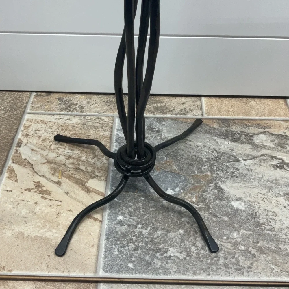 Hand Forged Wrought Iron Twisted Stem Floor Candle Holder Spike Stand 16 Inch